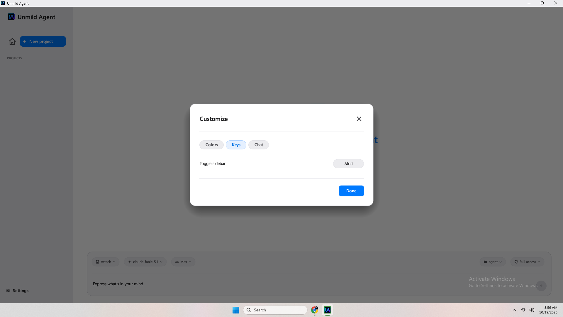 Configuration screen with base URL and API key fields